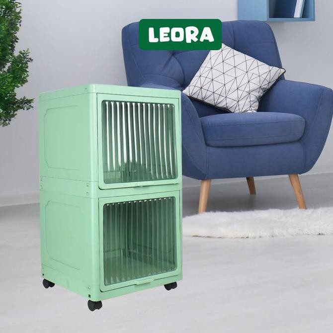 

LEORA | 4 SUSUN OCLA FLIP UP lemari portable lemari pakaian lemari susun lemari plastik rak laci FREE roda laci plastik Kualitas Original