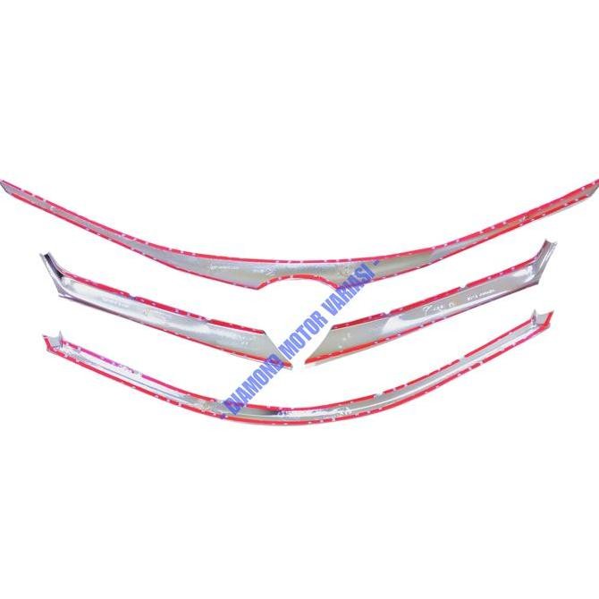 Paket Hood Molding Cover Garnish List Atas Tengah Bawah Grill Bemper Depan All New Avanza Xenia 2012