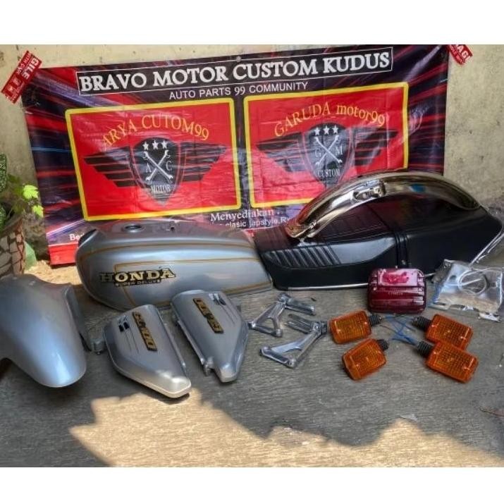 Paket body honda gl 100 baju gl 125 komplit impor detail original kualitas bagus pnp cb tiger mp  al