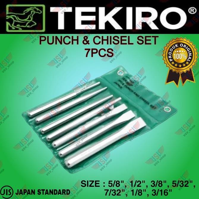 

TEKIRO Punch and Chisel Set 7pcs Pahat Besi Penitik Pin Punch Cold Chisel Murah
