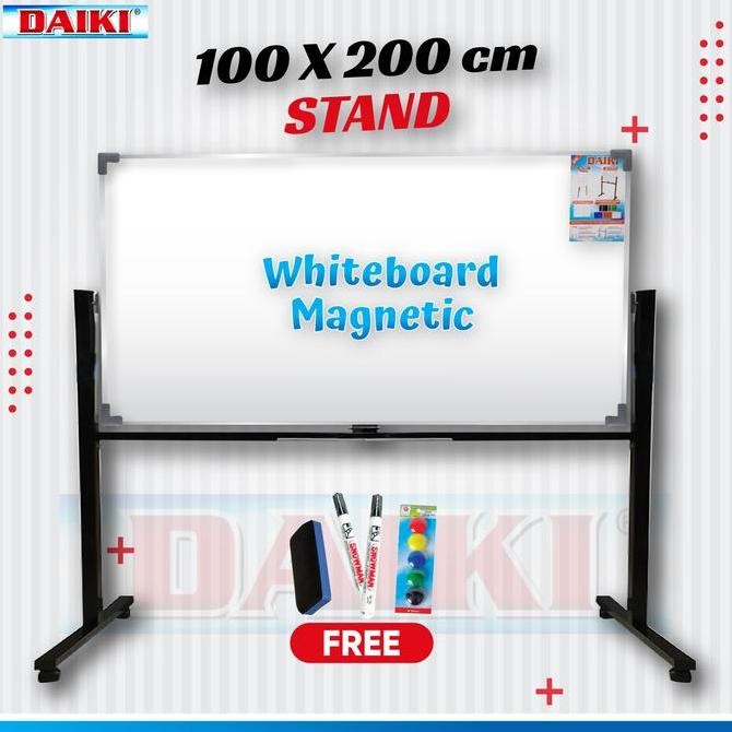 

Whiteboard Papan tulis DAIKI Magnetic Single face stand uk 100x200 Cm Kualitas Original