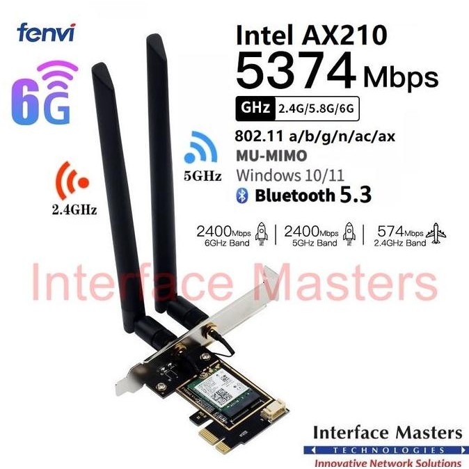 Intel Wifi 6E AX210 Pci Express Pcie pci-e dual band ac ax 6 AX200