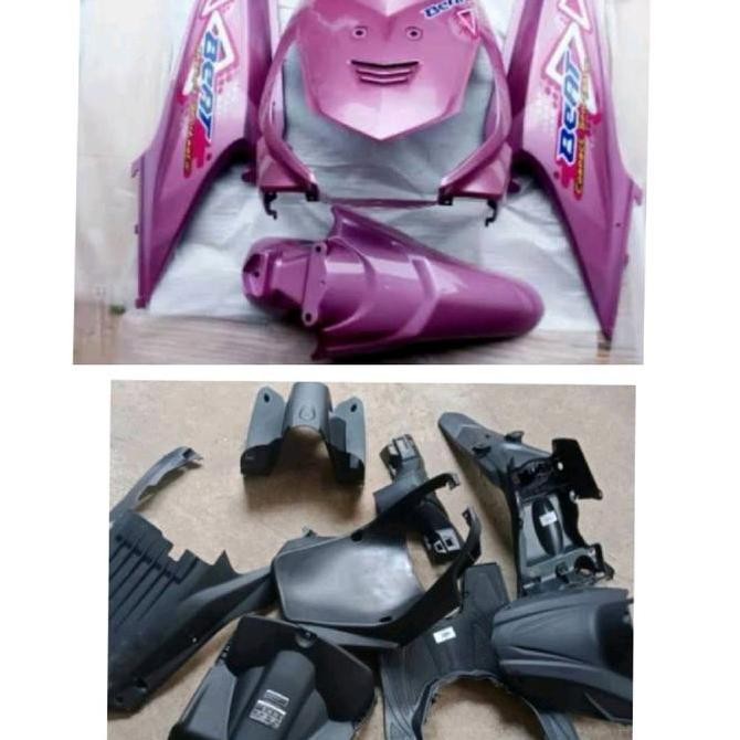 Cover full body kasar halus Honda beat karbu lama pink plus striping Lampu Kualitas Original