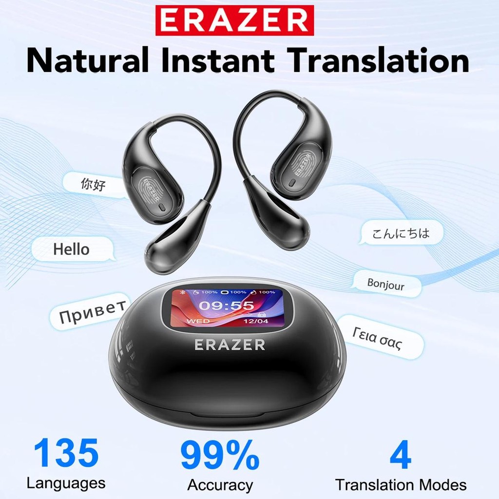 

ERAZER XP7 Bluetooth Headphones Wireless Headphones Translator ASMR Headset Equalizer APP,14mm Speaker Type Earbuds Lightweigh