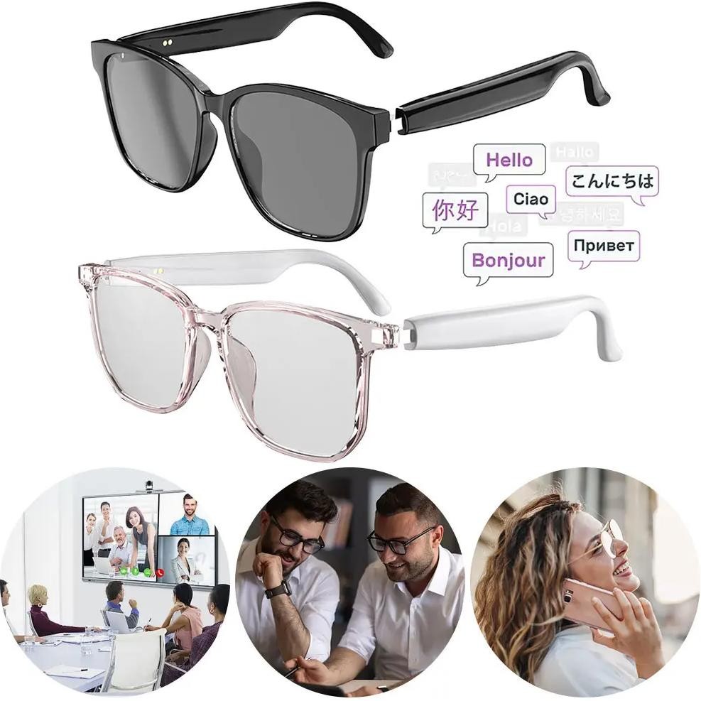 

Smart Glasses Wireless Earbuds Automatic Voice Translation Audio Glasses Support 75 Languages BT 5.4 for Travel Business Meeting