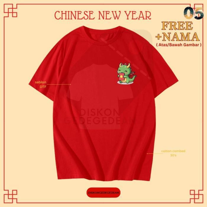 Jual Diskongedegedean Kaos Imlek Shio Naga Baju Tshirt Logo Imlek Type 10
