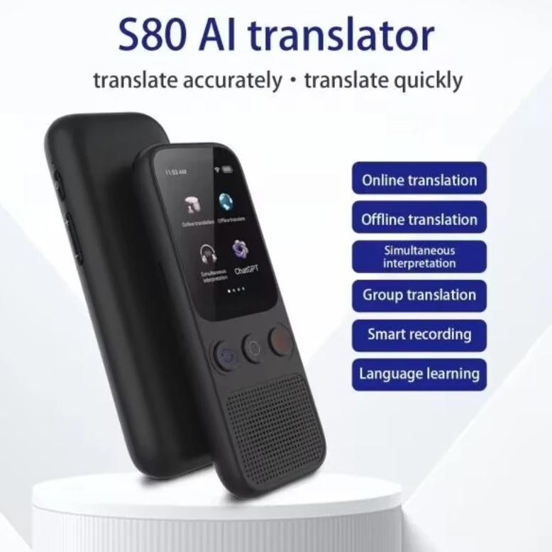 

New S80 Portable Audio Translator 138 Language Smart Translator Offline in Real Time Smart AI Voice Instant Language Translator