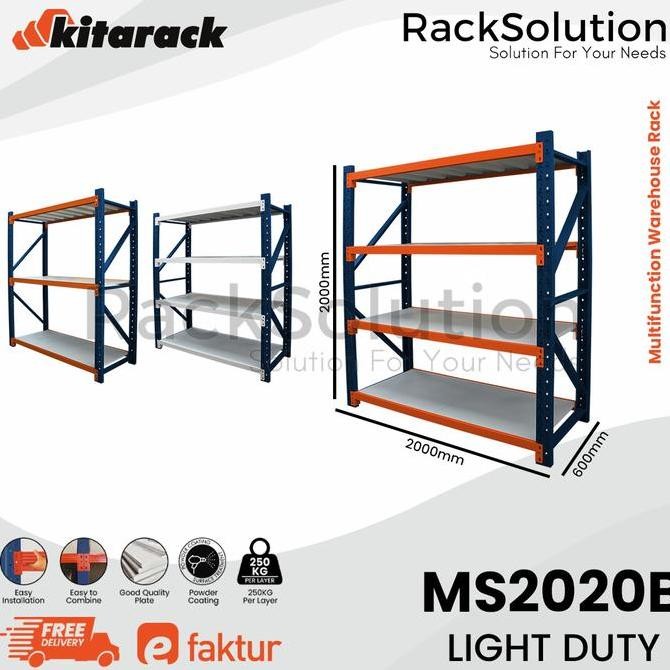 

KITARACK MS2020 STARTER WAREHOUSE RACK MULTIFUNCTION 2000X600X2000MM Kualitas Original