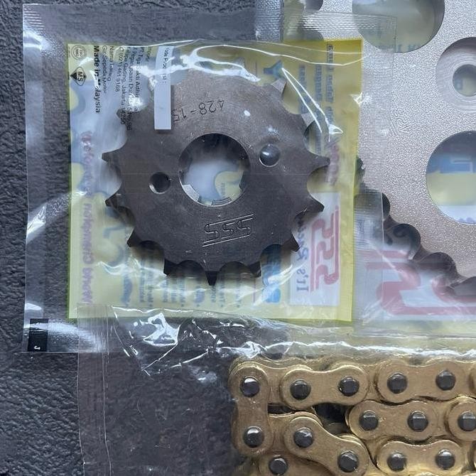 Gear Set SSS Suzuki GSX R150, GSX S150, Bandit, SSS Depan Belakang + Rantai Gold Polos 130L Motorcyc