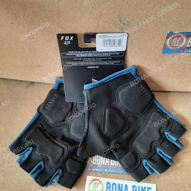 Glove Fox Ranger Gel Short Matte Blue - half sarung tangan gloves Kualitas Original