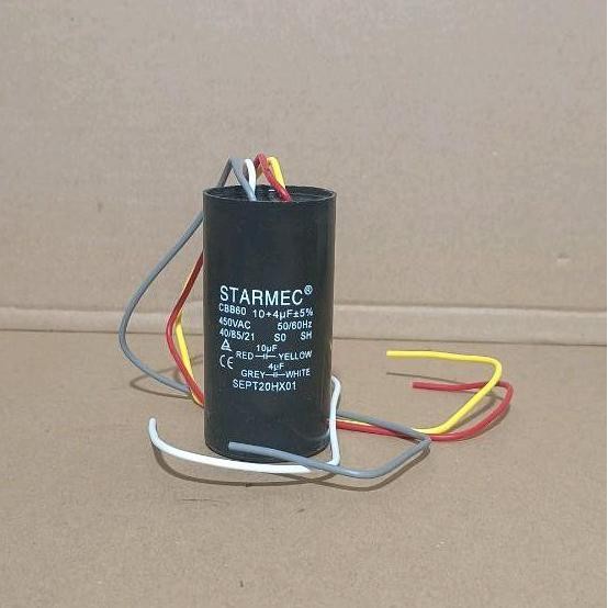 Tersedia kapasitor mesin cuci denpoo 2 tabung cbb60 10/4uf Merah