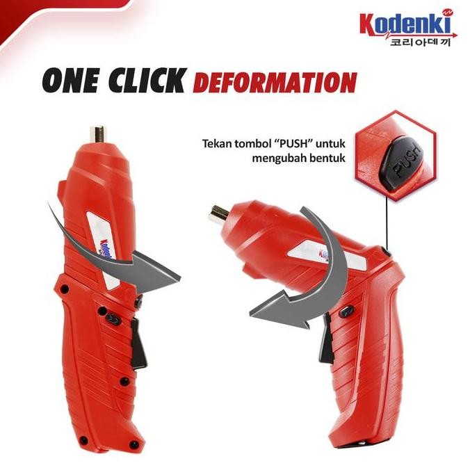 Cordless Screwdriver Kodenki Mesin Bor Obeng Baterai Batre Set Kodenki
