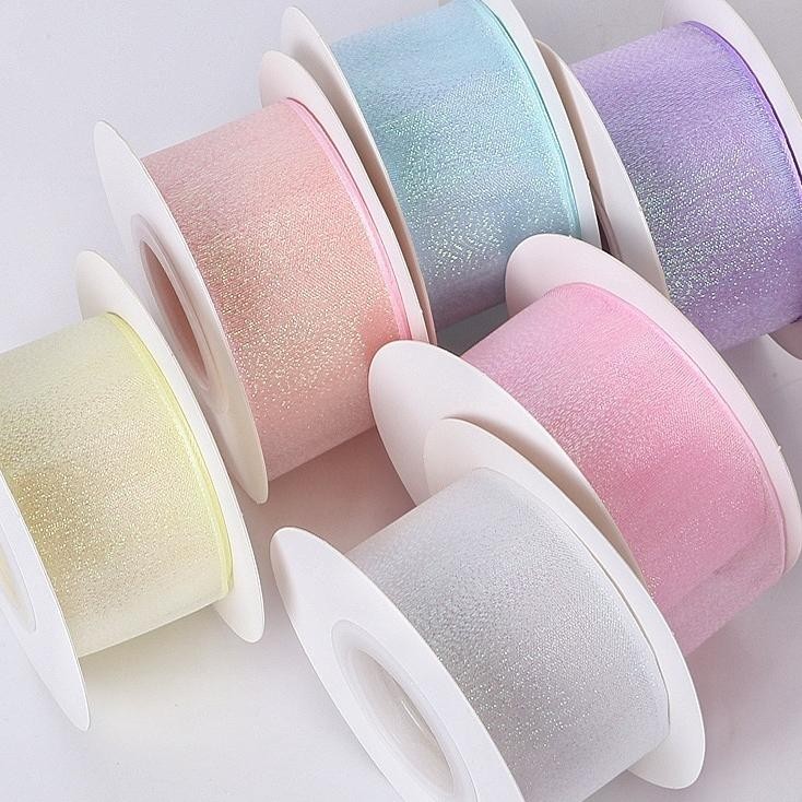 

1Roll Pita Ribbonkoreaglossy Mengkilat Pita Organza