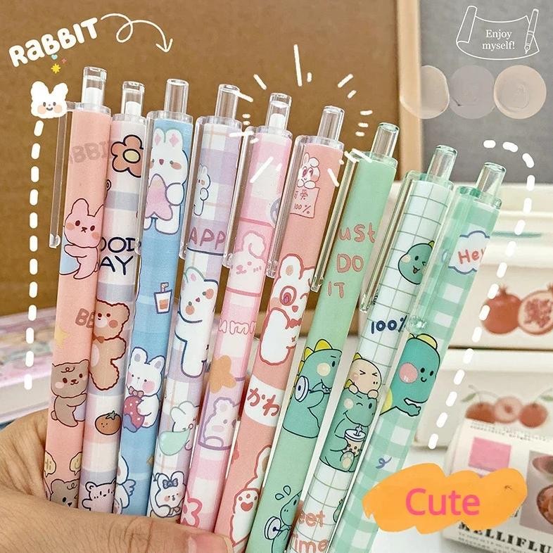 

6Pccute Creativity 0.5Mm Press Type High Face Value Cute Girl Heart Fairy Gas Press Neutral Pen Stationery Supply