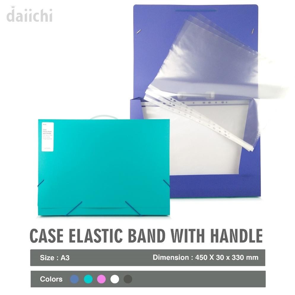 

LINDU Daiichi - Document Box File Carry Case Case Elastic Band With Handle Daiichi ukuran A3 DOS
