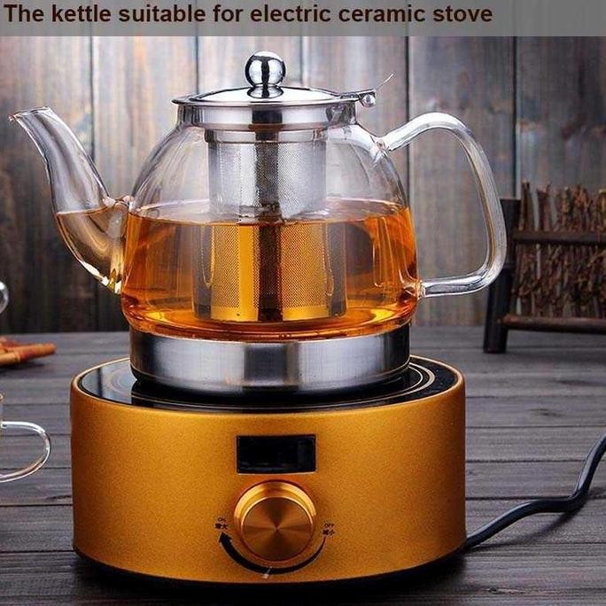 [Teko Kompor Induksi] Teko Kaca Tahan Panas Pitcher Teh Chinese Teapot Tea Pot Maker Desain Unik Aes