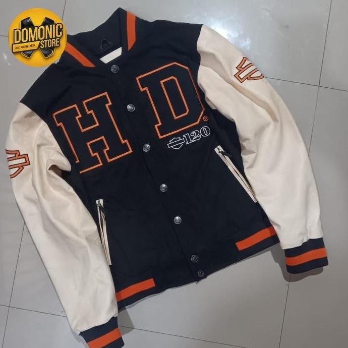 Diskon Jaket Varsity Kombinasi Kulit Sapi Import Asli Harley Davidson