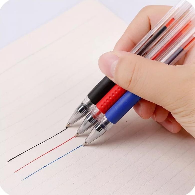 

Paket ( 1 Lusin 12 Biji ) Pulpen Gel 0.5Mm / Pena Gel 0.5Mm Hitam Biru Merah