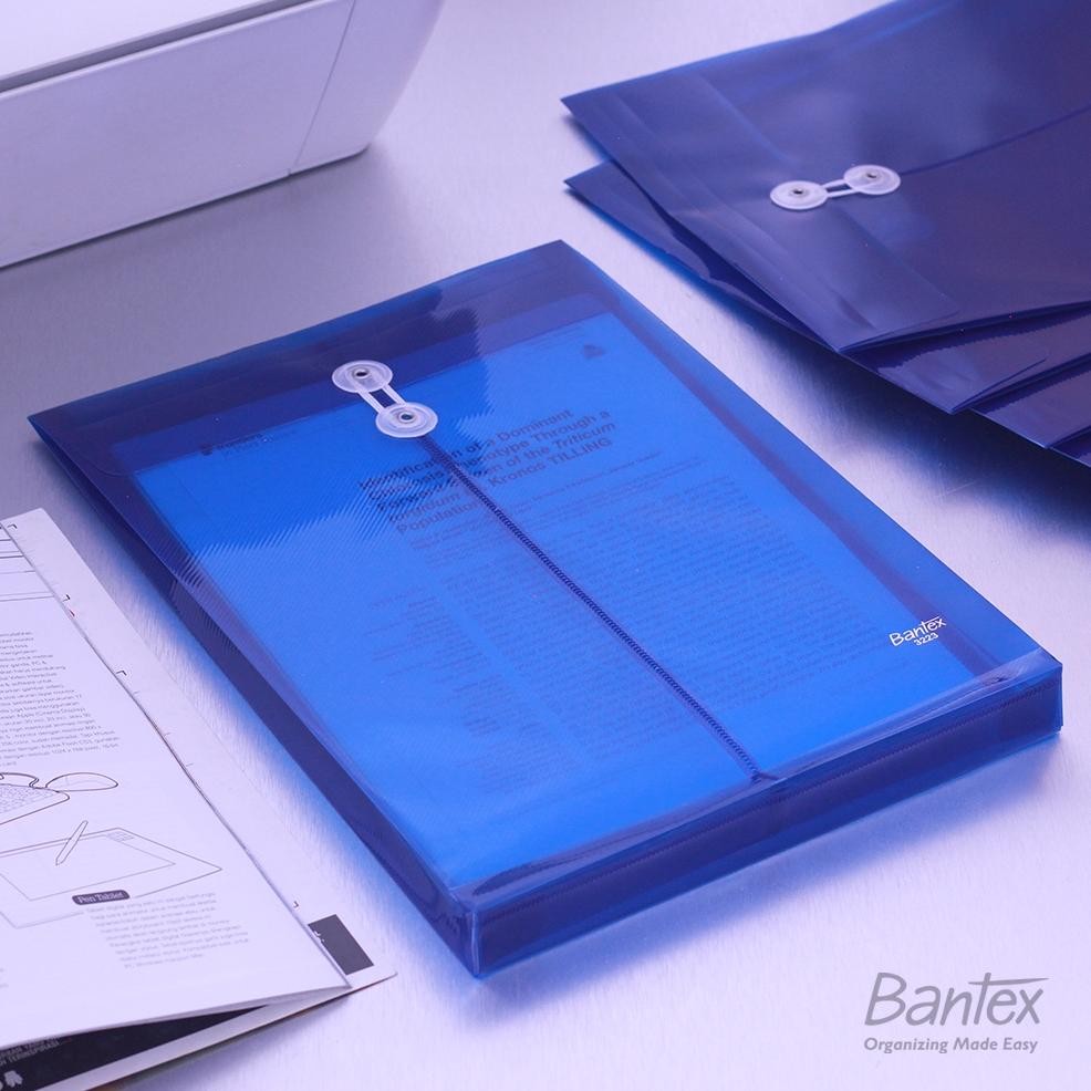 

LINDU 12 Pcs Map Plastik Tali Bantex Folio F4 Trendy String Envelope Portrait 3223 01 Blue