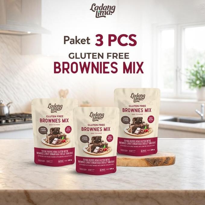 

Terlaris Paket Healthy Baking - 3 Pcs Brownies Mix 230G Ladang Lima - Tepung Brownies Instant Gluten Free