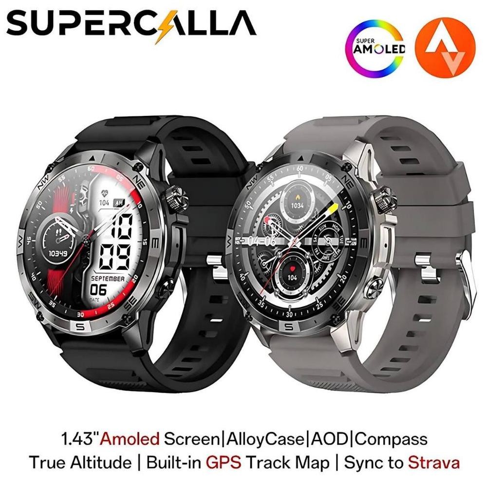 Diskon Supercalla New Hk08 Smart Watch Gps Altitude Pressure 3Atm Waterproof Amoled Screen Sport Sma