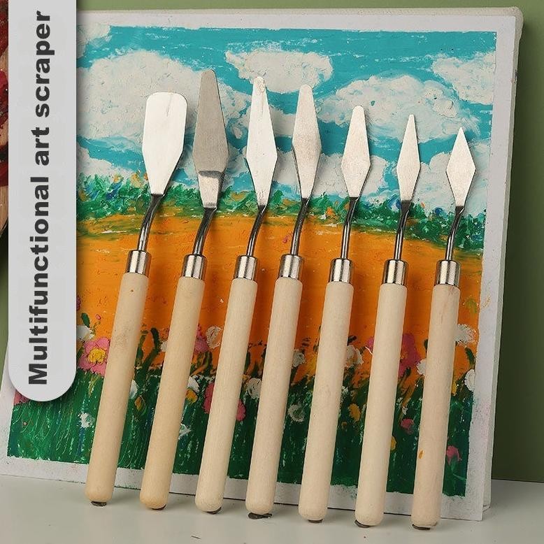 

KA JOWOART Pisau Palet Lukis Cat Akrilik Painting Scraper Knife 7 PCS - JW7