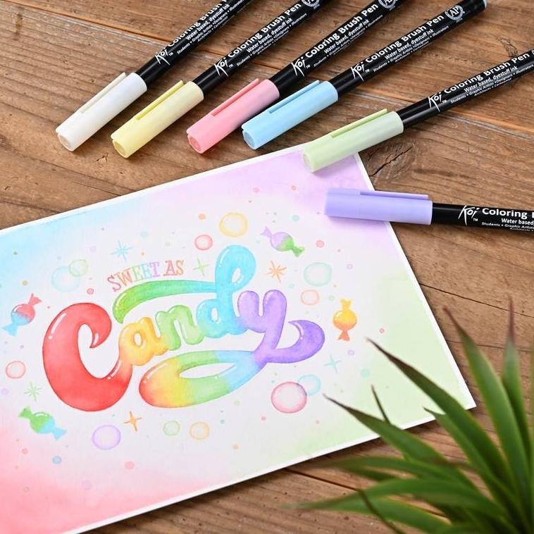

Gramedia Surabaya - Sakura Koi Colng Brush Pen Set 6 candy
