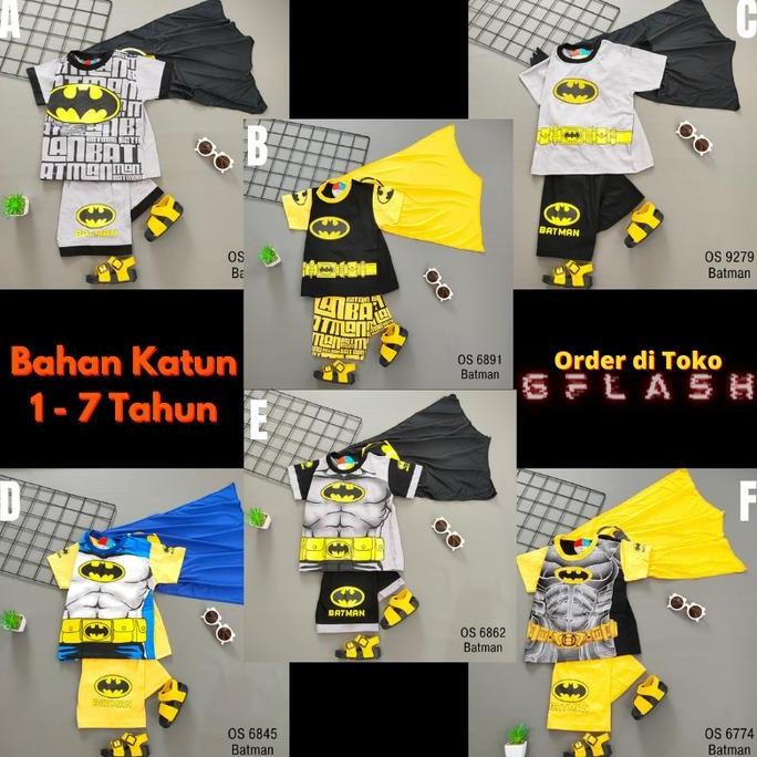 Tersedia Baju Anak Lakilaki Superhero Setelan Tidur Sayap Batman Superman