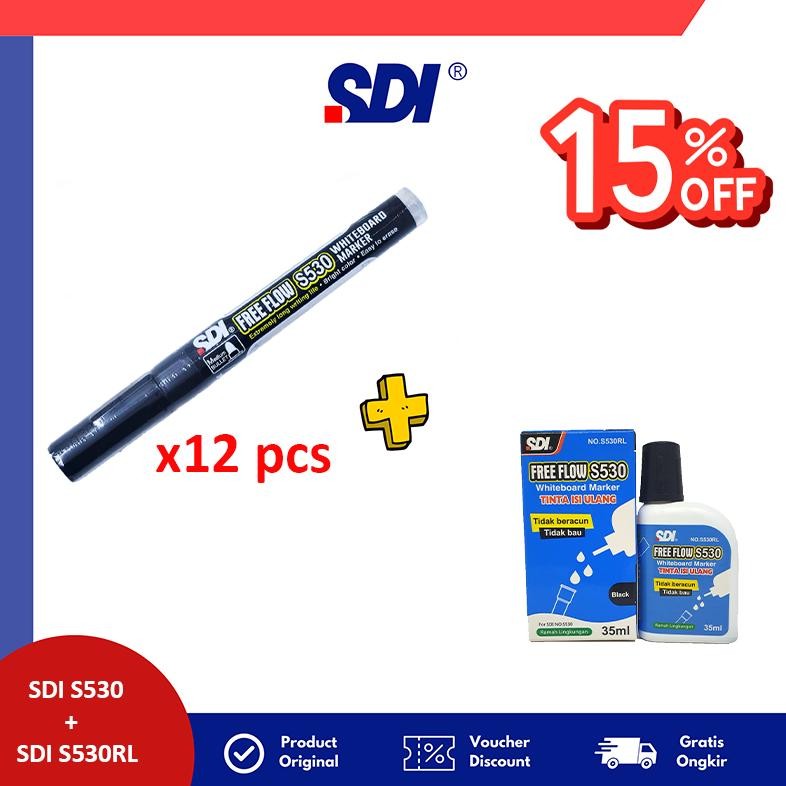 

PROMO BUNDLING SDI S530 Spidol Papan tulis + Rill tinta
