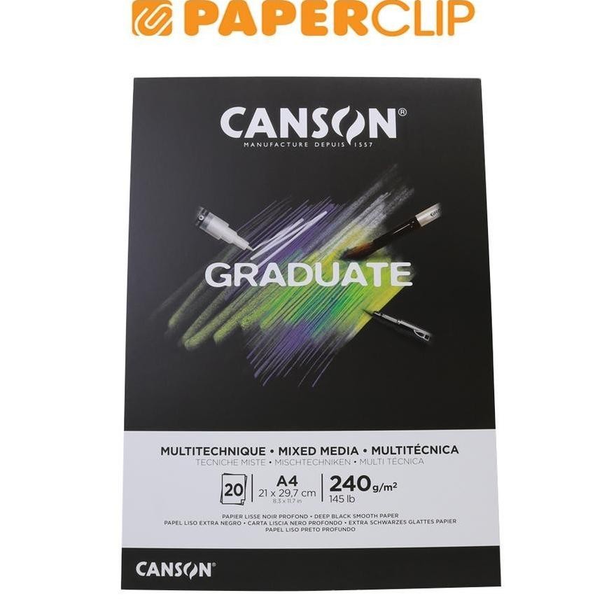 

LINDU SKETCHBOOK A4 CANSON GRADUATE MIXED MEDIA 31250P017 BLACK PAPER