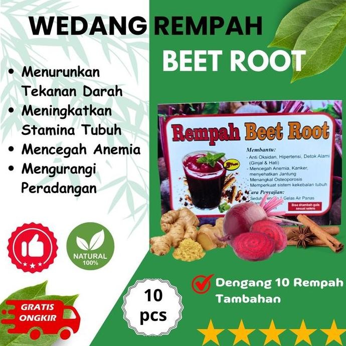 

Produk Unggulan] Wedang Rempah Beet Root Buah Bit - Herbal Tambah Darah Dan Anemia - Isi 10 pcs Dengan Gula dan Tidak