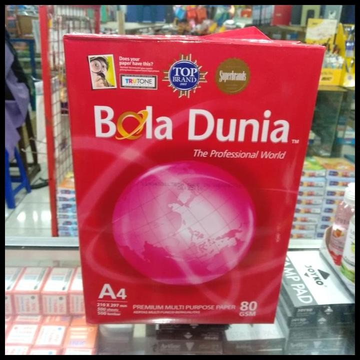 

Terlaris Kertas Hvs A4 80 Gram Bola Dunia Office Paper Print Good Quality