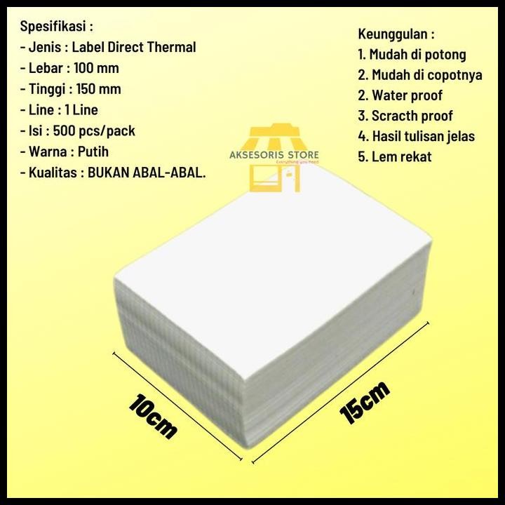 

Terlaris Kertas Thermal A6 Label Stiker Barcode 100X150 500Pcs Perdus Isi 20Pak Good Quality