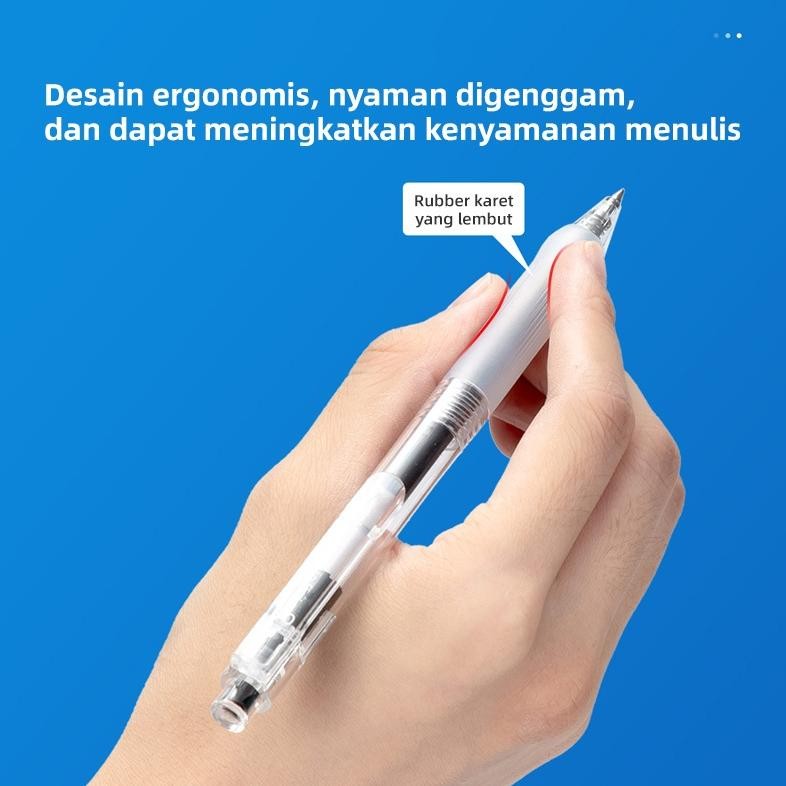 

Deli Gel Pen / Pulpen Gel Retractable Pen Cetek 0.5 mm Tinta Hitam Isi 12 pcs A575-12PCS