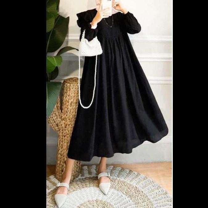 ISYANA MIDI DRESS GAMIS WANITA DRESS MUSLIM FASHION DRESS WANITA WHITE