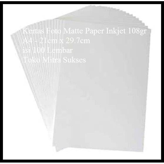

Terlaris Kertas Foto Matte Inkjet A4 Good Quality