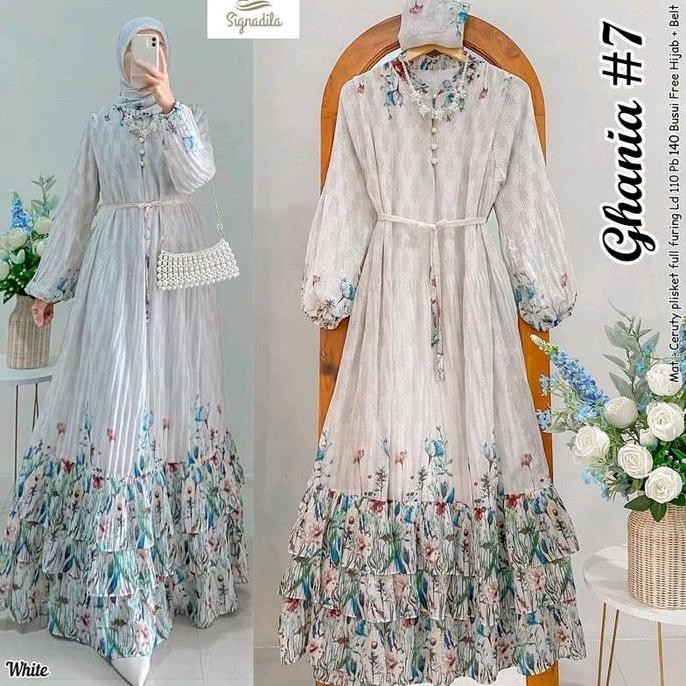 BAJU GAMIS WANITA MUSLIM GHANIA 7 SET HIJAB FASHION PEREMPUAN DEWASA REMAJA CEWEK PUTRI IBU MODERN T