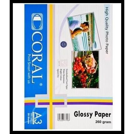 

Terlaris Kertas Foto Coral Glossy A3 260Gr Good Quality