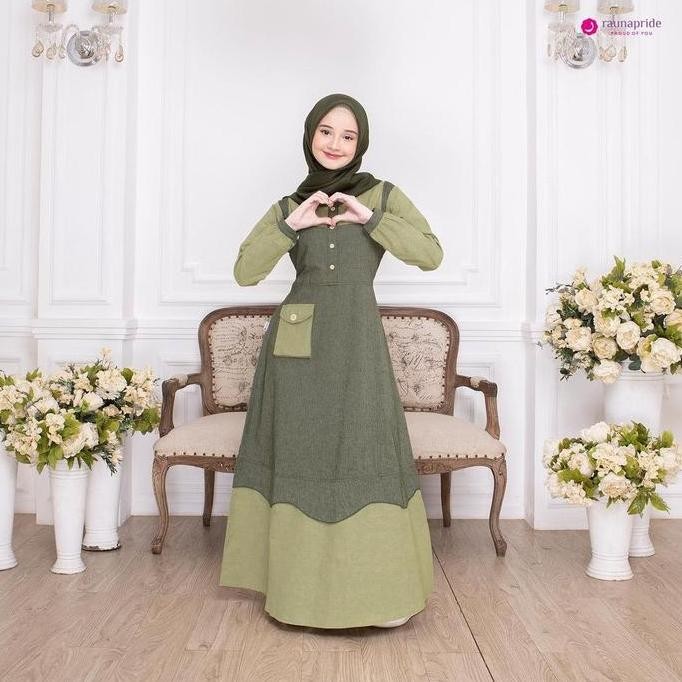 BAJU GAMIS  WANITA   REMAJA  / RAUNA KATUN RGR - 36 / FASHION MUSLIM GAMIS KANCING