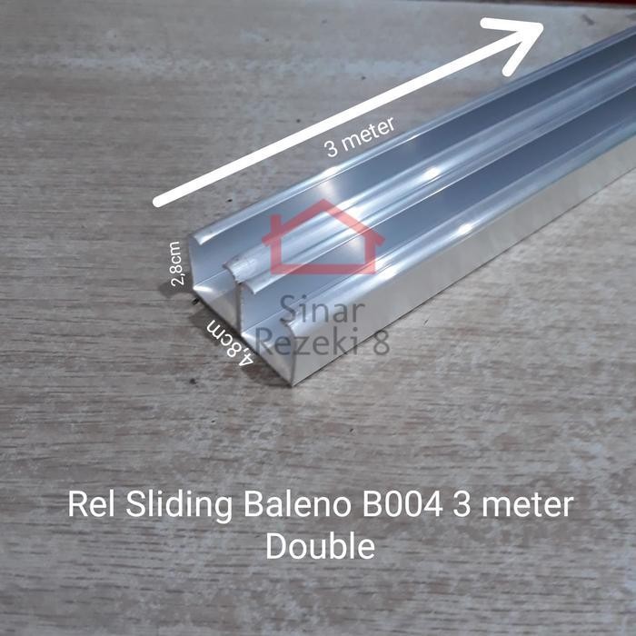 Set Rel Sliding B004 Double 3 Mtr + Roda / Pintu Lemari Gantung Geser Original Dan Terpercaya
