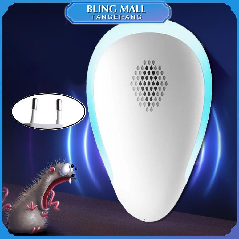 TERLARIS Ultrasonik Pengusir Tikus Elektrik EU Anti Tikus Elektrik Ultrasonik Portabl Mengusir Tikus