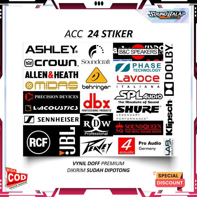 

[Termurah] Sale Stiker Sound System Isi 34 / 24 Stiker Vynil Anti Air | Mixer Power Speaker Ashley Spl Rcf Katun Cotton Combed 30S Fashion Distro Premium Xs41