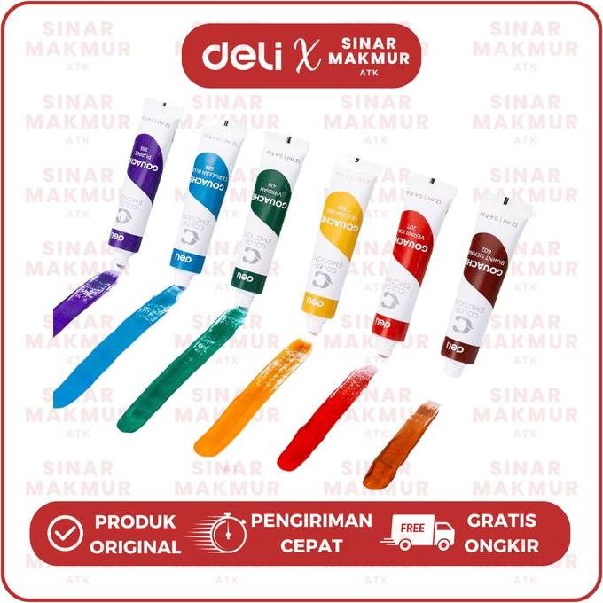 

ready !!! Gouache Paint/Cat Gouache 12ml Tube 24 Warna Deli EC 11-24 (Set)