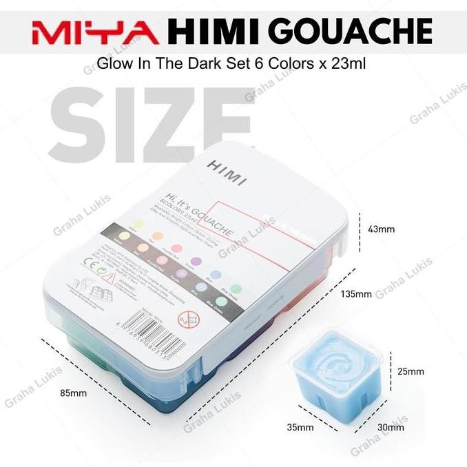 

ready !!! Miya Himi Gouache Set 6 Colors x 23ml / Glow In The Dark - Cat Gouache