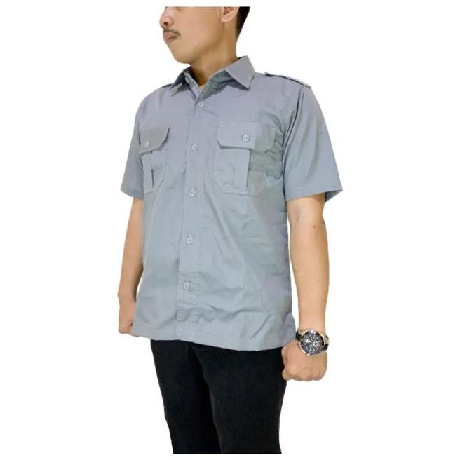 Baju Kemeja PDL Lengan Pendek Abu PDH Safari Seragam Kerja Pria ASN PROMO TERBATAS