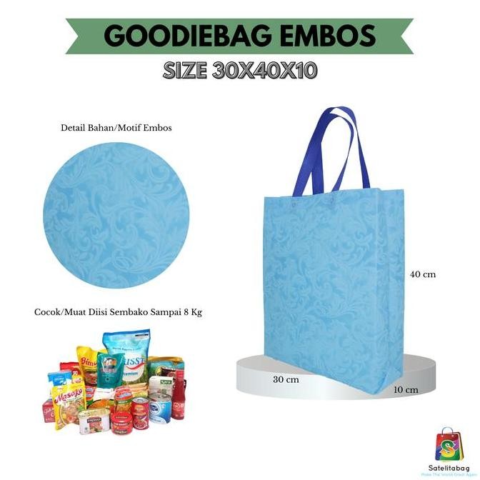 

ready (ISI 12 PCS ) Tas Spunbond Goodiebag Motif Embos Timbul Batik 3D Dan Flow Hajatan Souvenir Ulang Tahun 30 x 40 x10 Kantong Belanja anti-gores hitam