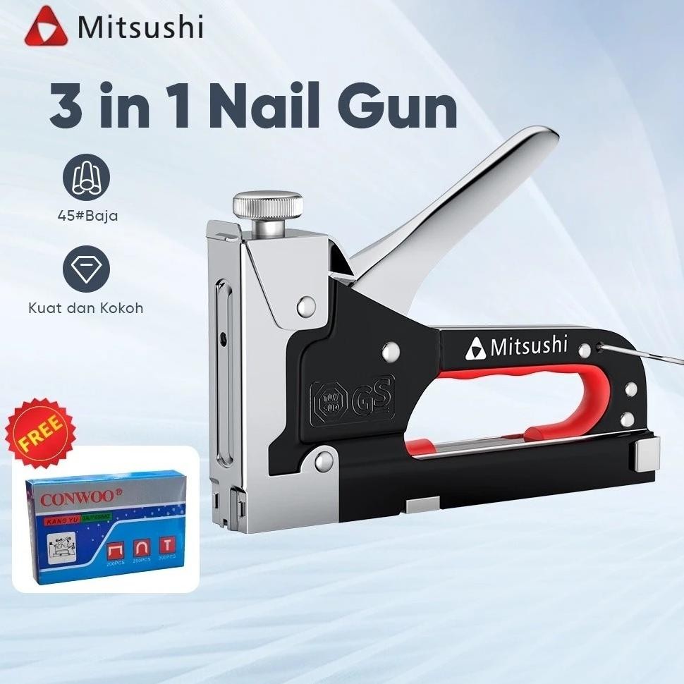 

Mitsushi 3 In 1 Stapler Gun Staples Tembak Gun Tacker Powerfull Pistol Stapler Gratis 600 Staples
