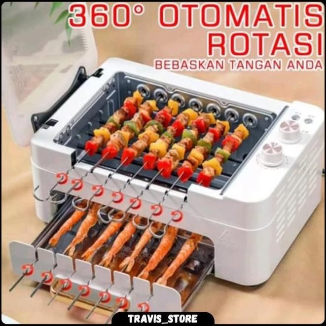 New Alat Pemanggang Sate Otomatis Putar 360 Oven Grill Kebab Skewer Hotpot Minimalis.