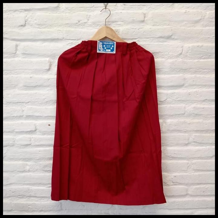 Terlaris Rok Panjang Merah Plisket Drill Purnama Asli Seragam Sekolah SD Rok Best Seller