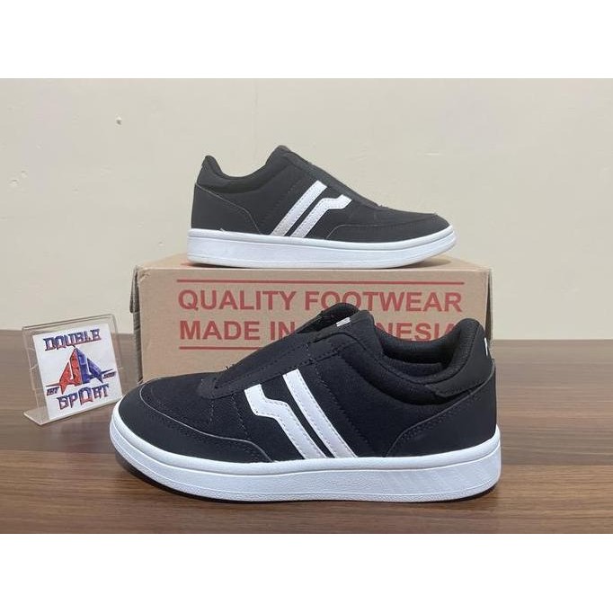 Tersedia Sepatu slip on sekolah anak Piero Derby Slip Jr Black White Hitam Original BNIB